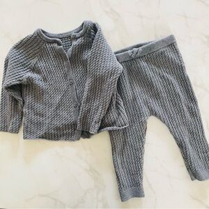 Zara Gray Knit Baby Sweater Set Size 9-12 Months